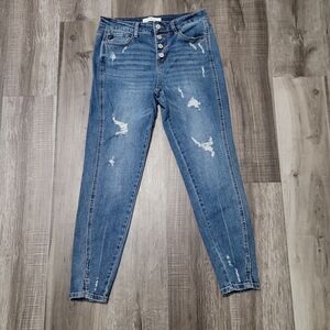KanCan Button Fly High Rise Distressed Skinny Jean